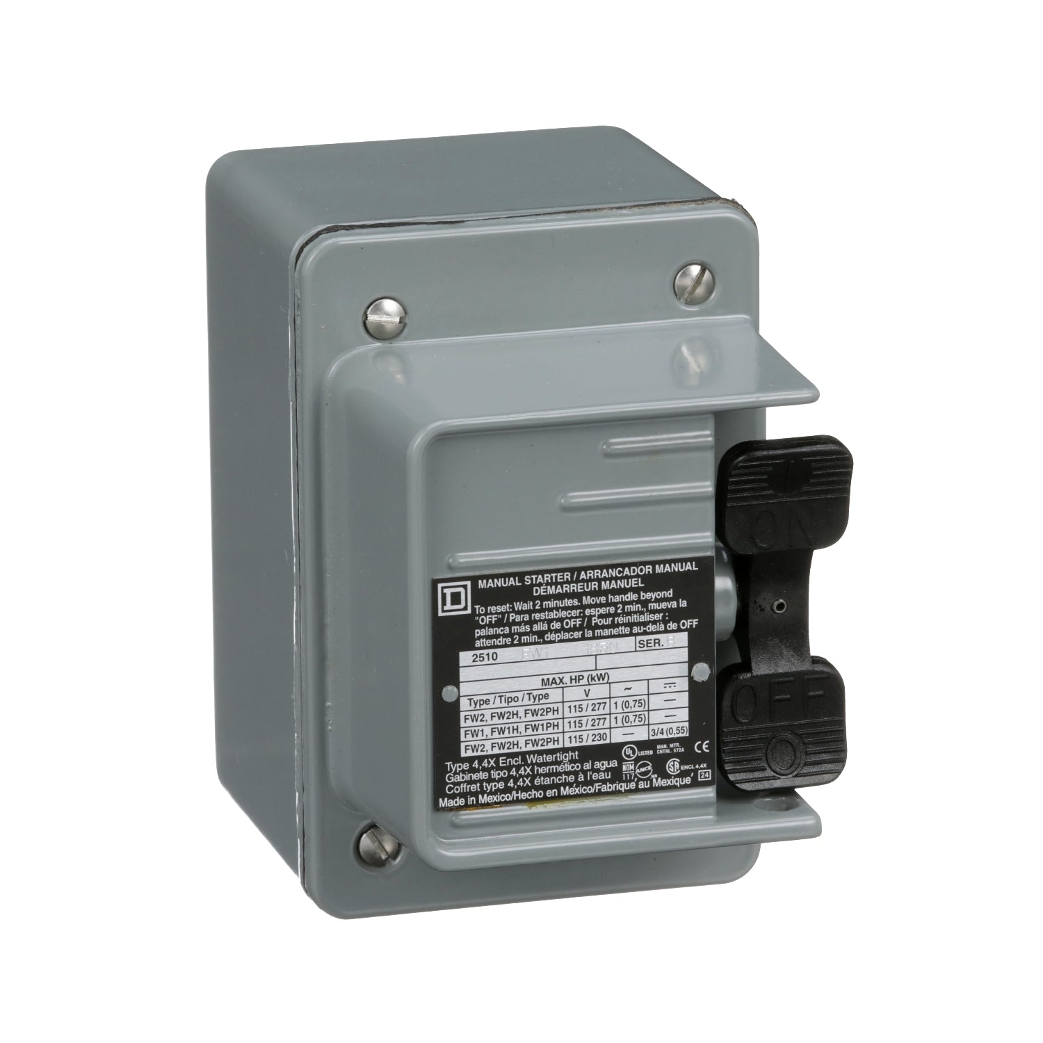 2510FW2 - Square D 16 Amp 2 Pole 277 Volt Electric Motor Starter
