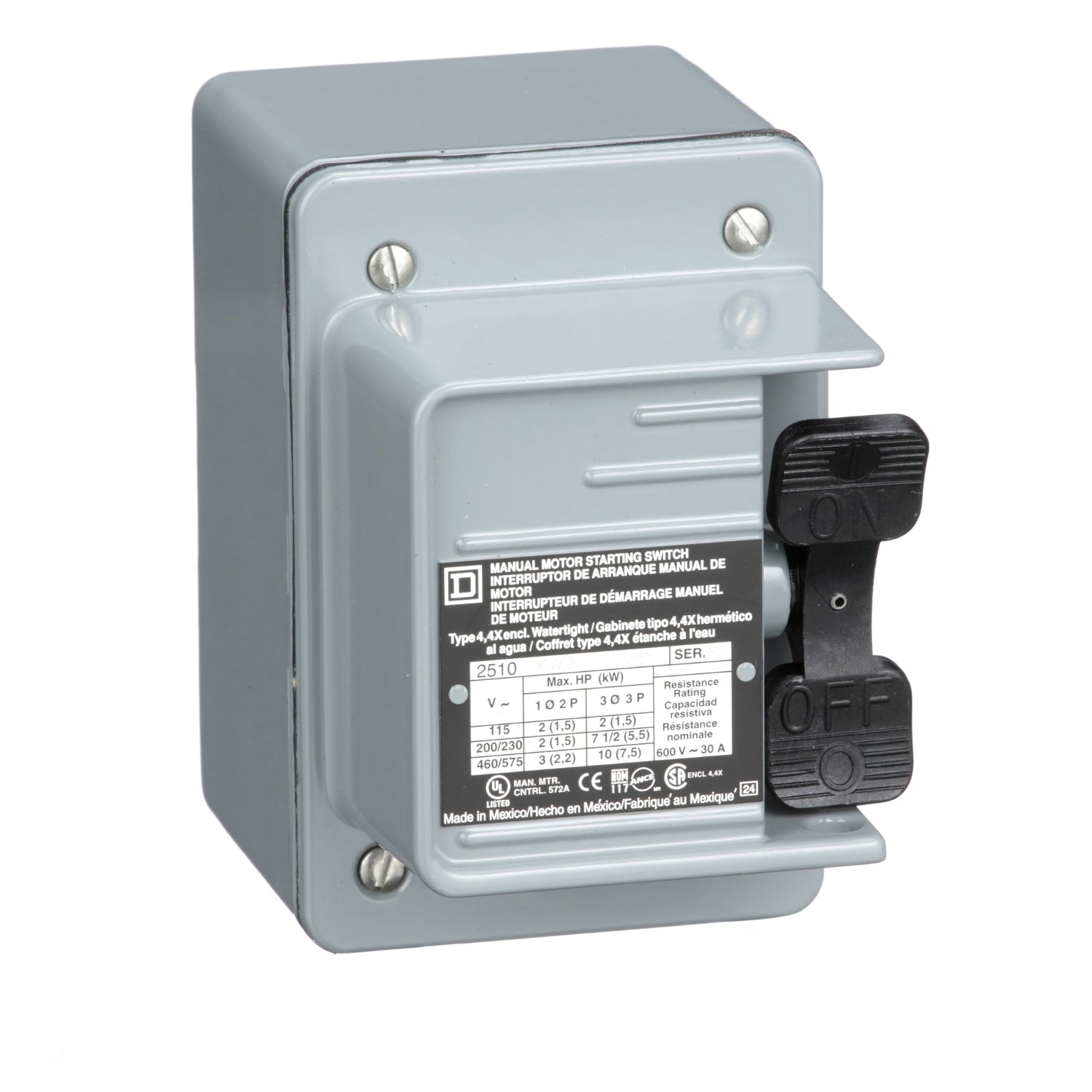 2510KW2 - Square D 30 Amp 3 Pole 600 Volt Electric Motor Starter