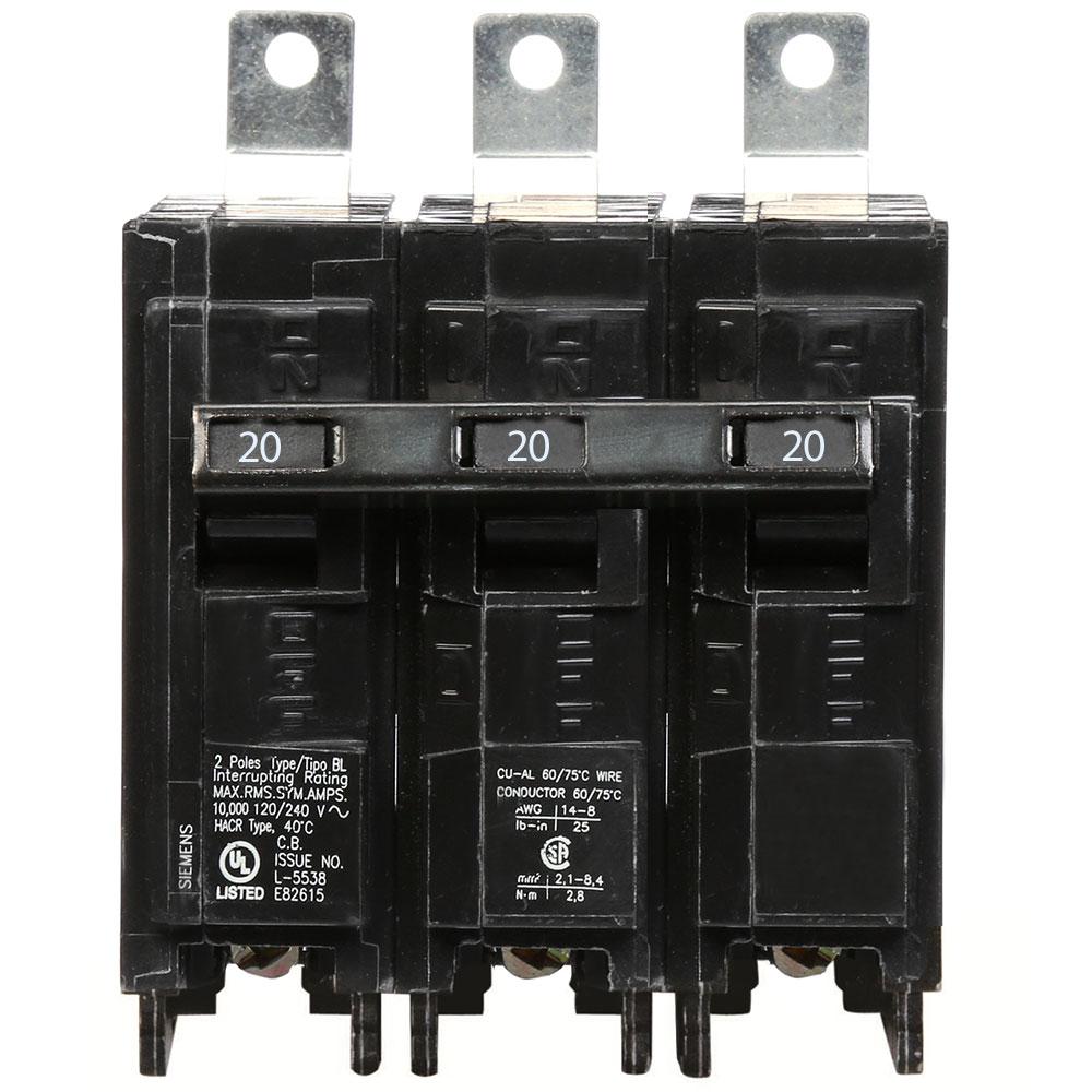 Siemens ED43B020 Circuit Breaker – Type ED4, 3 Pole, 20 Amp, 480V Rated, Thermal Magnetic Trip