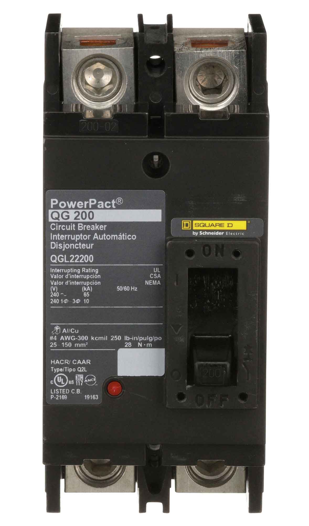 Square D PowerPact 200 Amp 65kA 2-Pole Q-Frame Molded Case Circuit Breaker