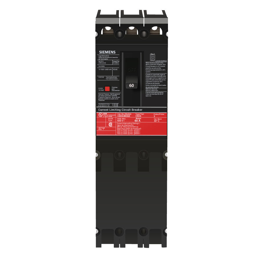 CED63B060 - Siemens - Molded Case Circuit Breaker – SimplyBreakers.com