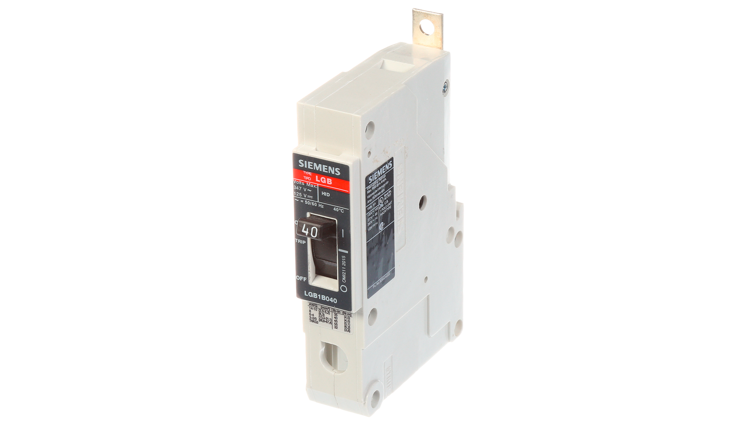 LGB1B040B - Siemens 40 Amp 1 Pole 347 Volt Bolt-On Molded Case Circuit Breaker