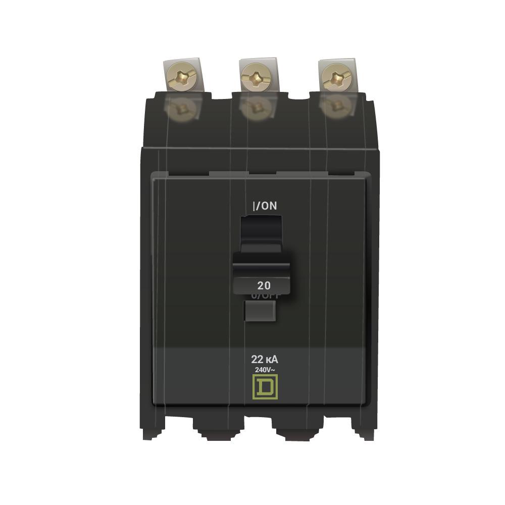 Square D QOB220VH 20 Amp 2-Pole 240V Circuit Breaker – 22kAIC, Bolt-On, NEW