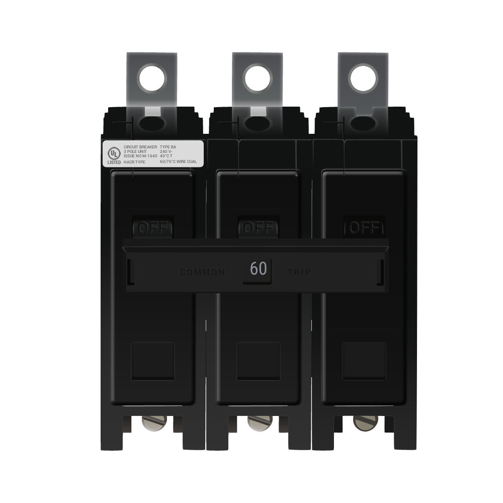 Eaton BAB3060H Industrial Circuit Breaker | 3-Pole, 60 Amp, 240V AC, Bolt-On Mount, Quicklag