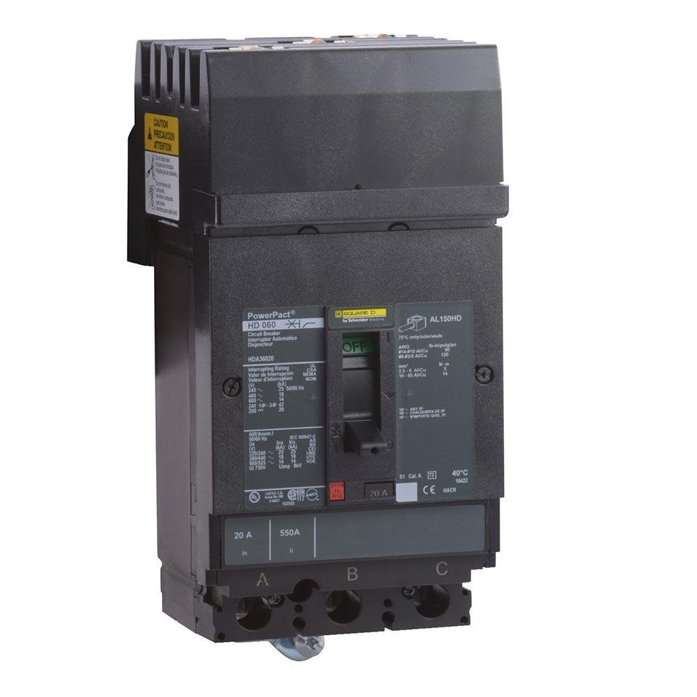 HDA36125 - Square D 125 Amp 3 Pole 600 Volt Molded Case Circuit