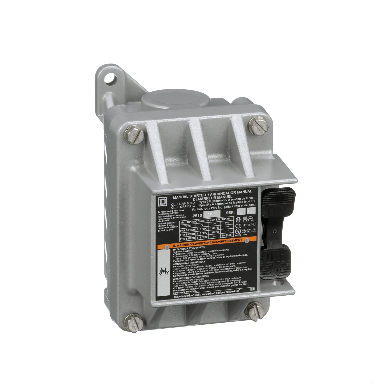 2510FR1 - Square D 16 Amp 1 Pole 277 Volt Electric Motor Starter