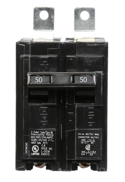 B250 - Siemens 50 Amp Double Pole Bolt-On Circuit Breaker