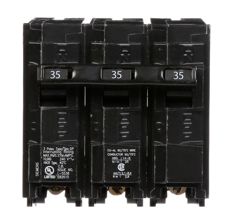 Q335 - Siemens 35 Amp 3 Pole Circuit Breaker