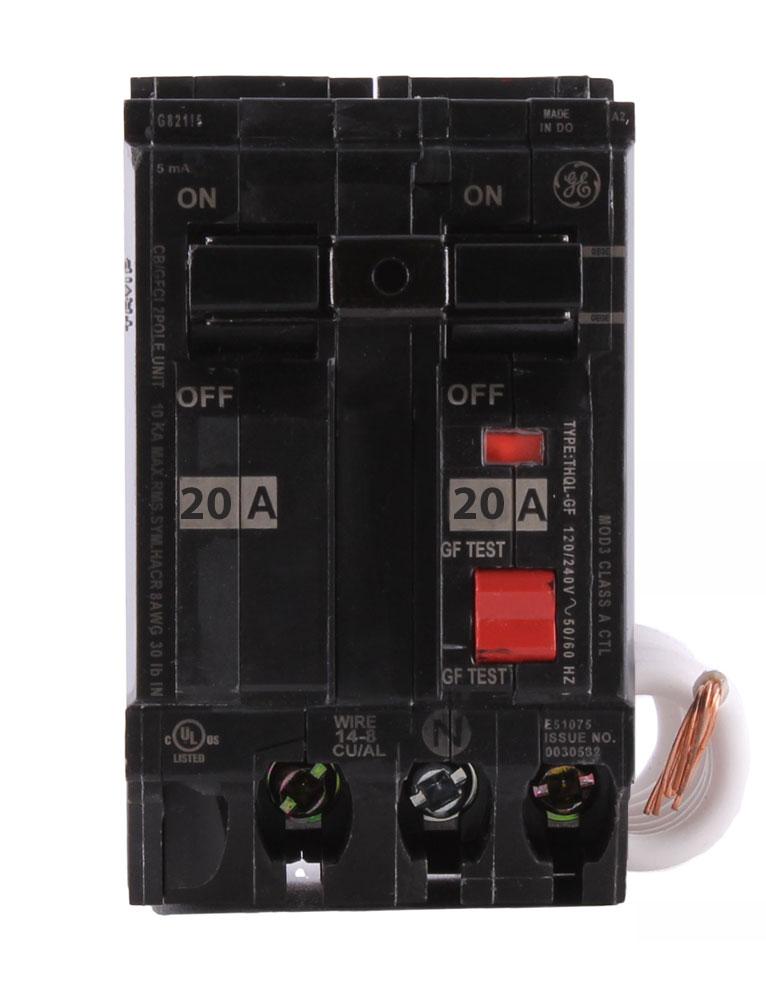 THQL2120GF1 - GE 20 Amp Double Pole GFCI Breaker