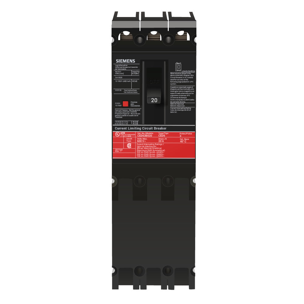 CED63B020 - Siemens - Molded Case Circuit Breaker