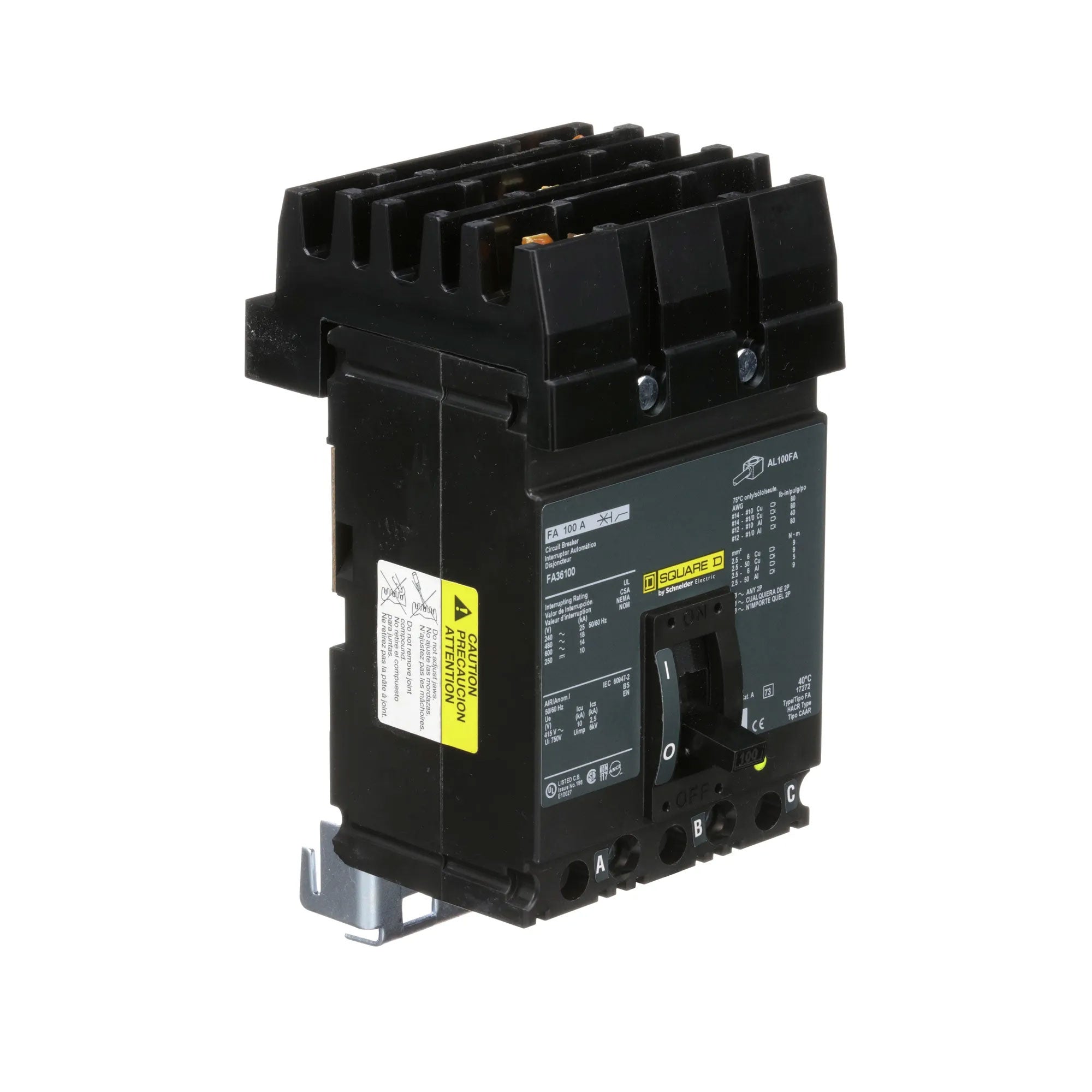 ＦＴ-100 (100w) Square D FA36100 100A, 600V, 3 Pole, I-Line Circuit Breaker