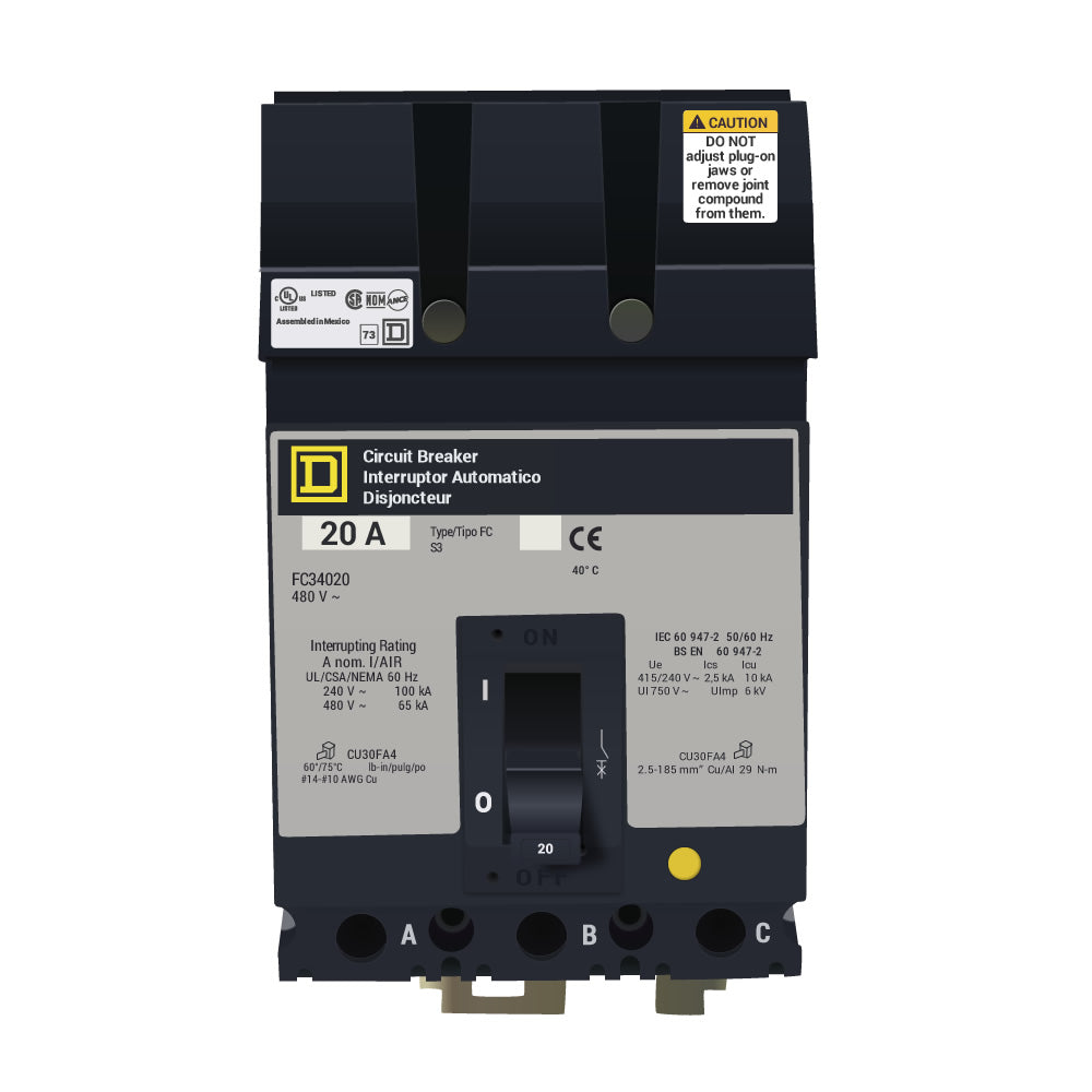 FC34020 - Square D - 20 Amp Molded Case Circuit Breaker
