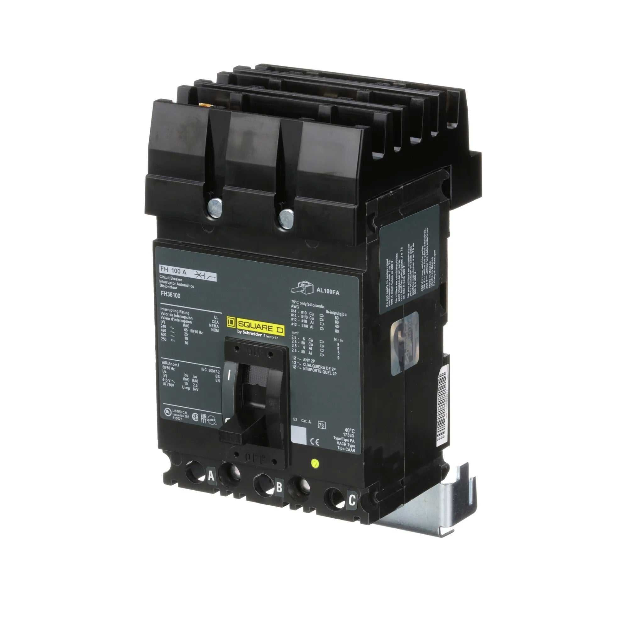 FH36100 - Square D 100 Amp 3 Pole 600V Molded Case Circuit