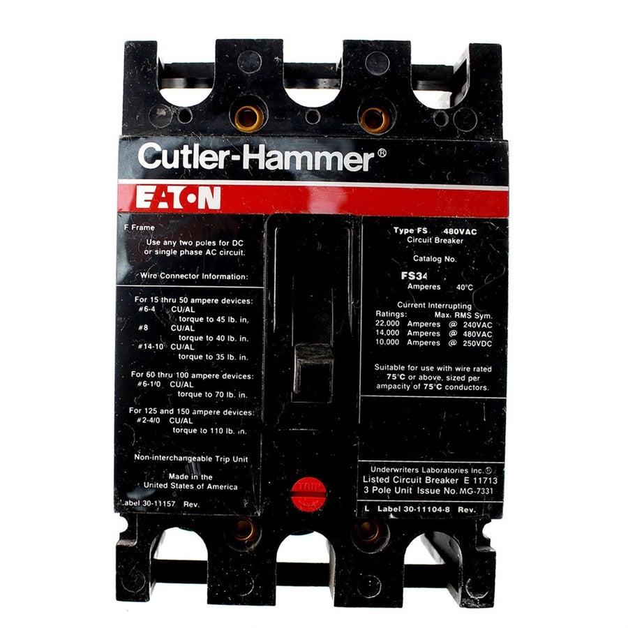 FS340035A - Thomas & Betts 35 Amp 3 Pole 480 Volt Feed Thru Molded Case Circuit Breaker
