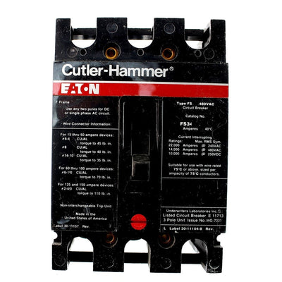 FS340035A - Thomas & Betts 35 Amp 3 Pole 480 Volt Feed Thru Molded Case Circuit Breaker