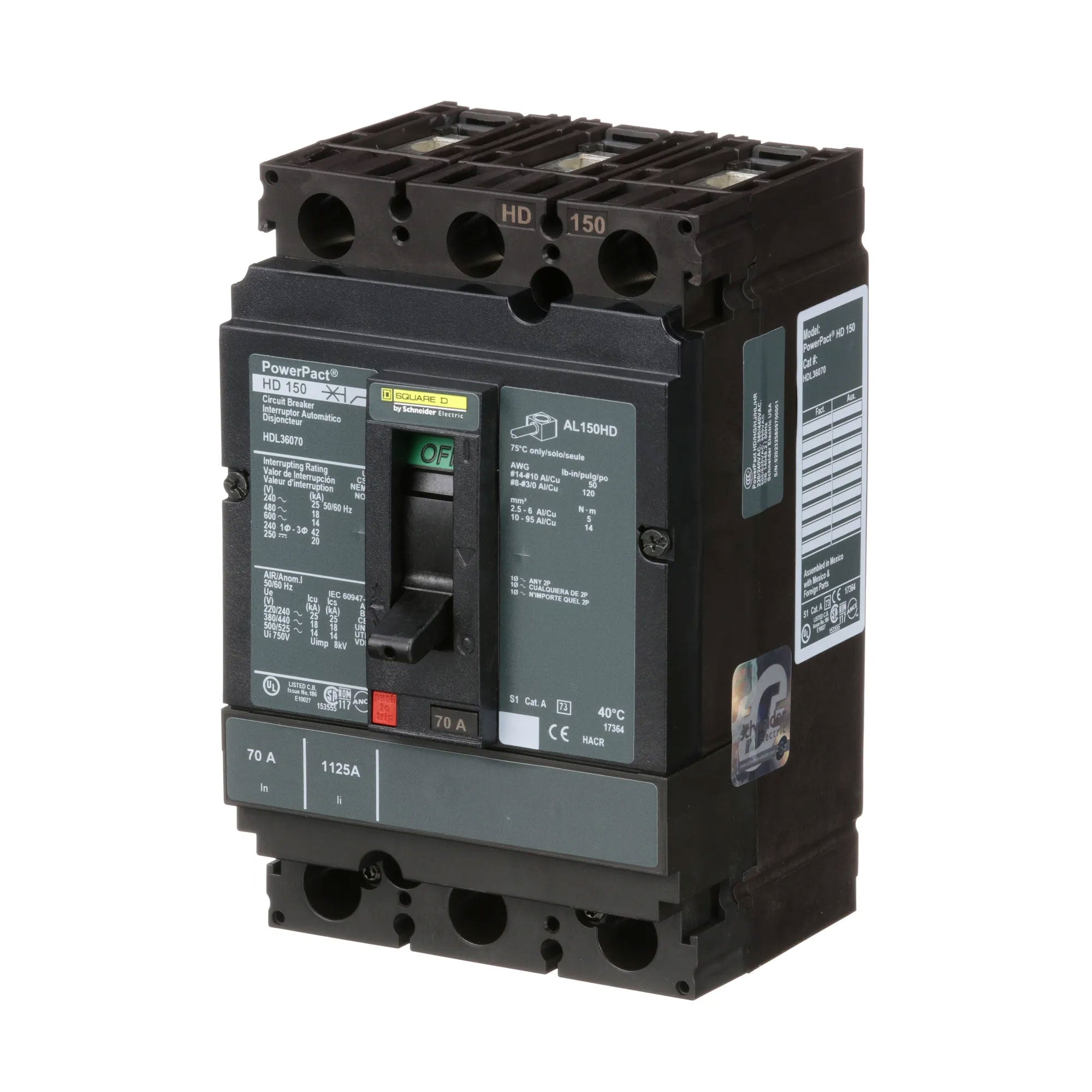 110サイズ① HDL36070 - Square D - Molded Case Circuit Breaker – SimplyBreakers.com
