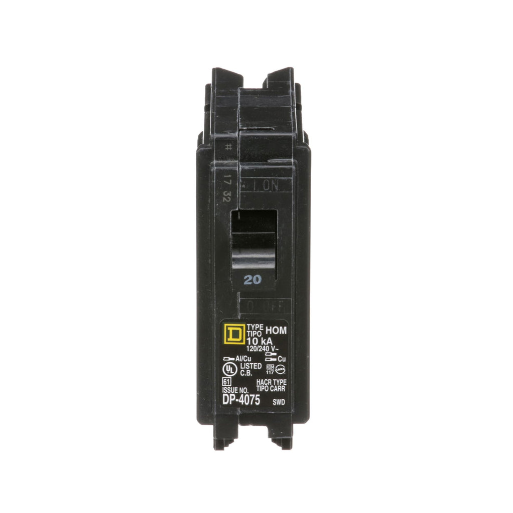 Square D By Schneider Electric HOM120C Homeline Circuit Breaker – 20 Amp, 120V Single Pole, Thermal Magnetic Protection, Clam Shell Packaging