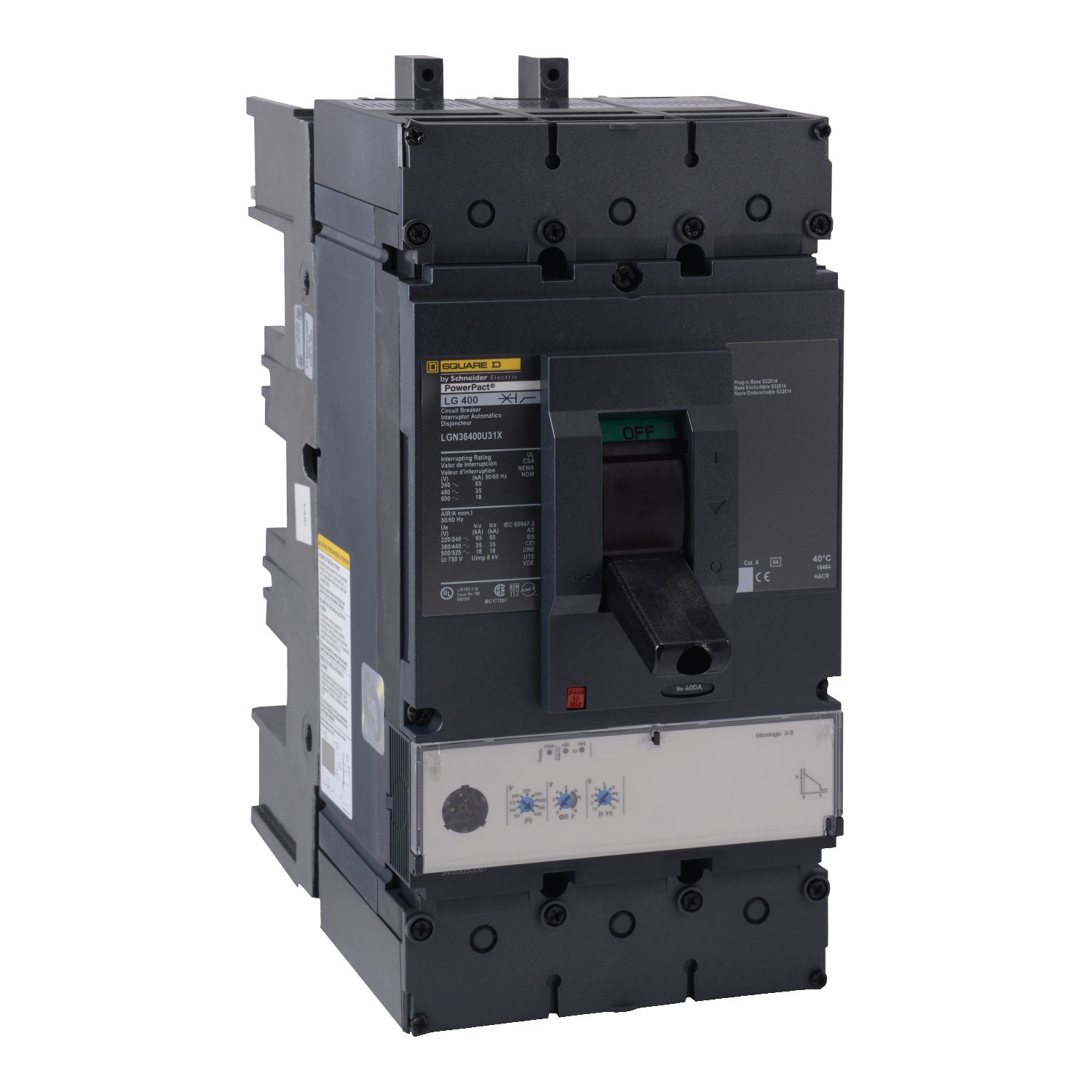 LGN36400U31X - Square D 400 Amp 3 Pole 600 Volt Plug-In Molded Case Circuit Breaker