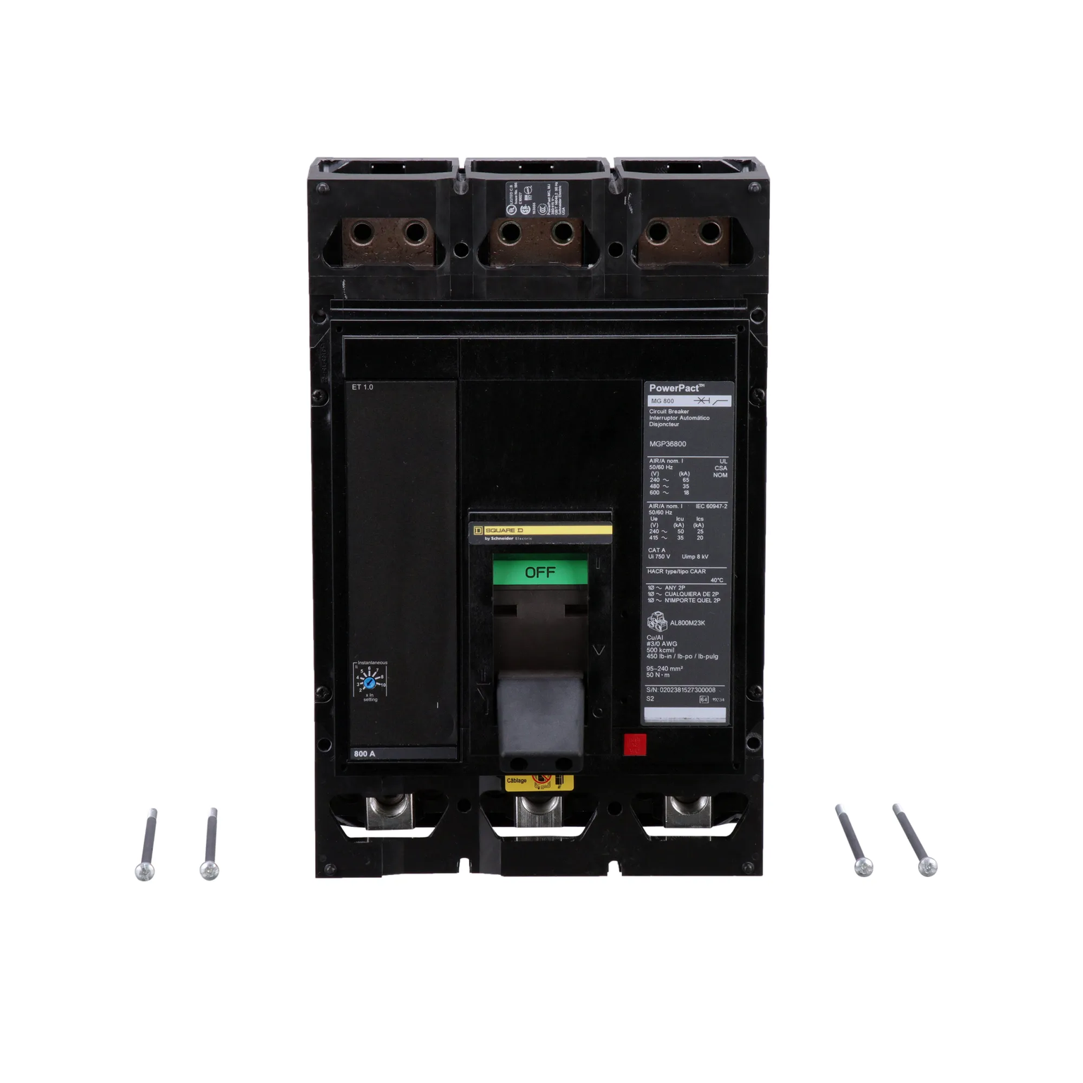MGL36450 - Square D 450 Amp 3 Pole 600 Volt Solid State Molded Case Circuit Breaker