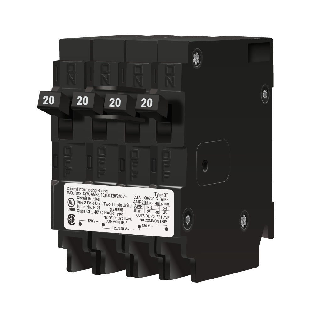 Q22020CT - Siemens - 20 Amp Quad Circuit Breaker – SimplyBreakers.com
