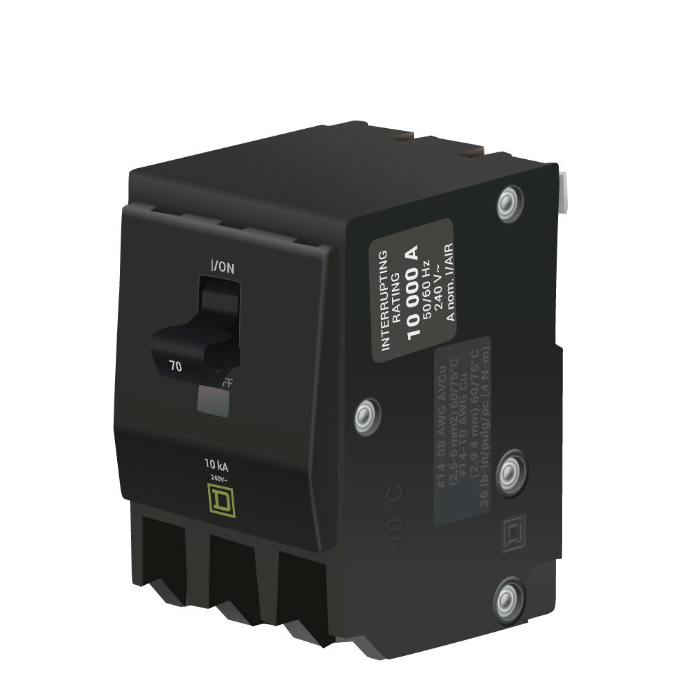 Schneider Electric QO370 Circuit Breaker - 70 Amp, 240 Volt, 1-Pole, Molded Case, Color Coded - View #3