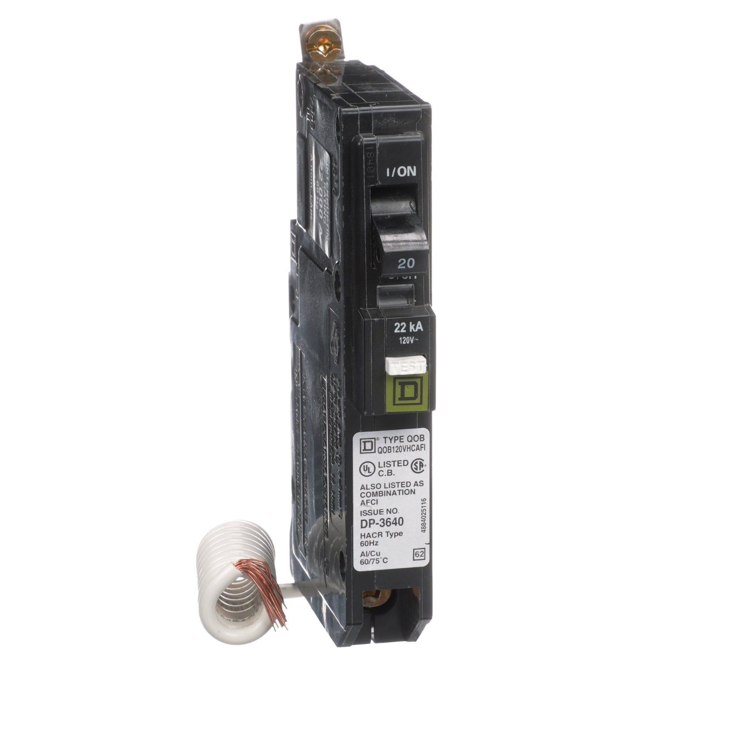 QOB120VHCAFI - Square D 20 Amp 1 Pole 120 Volt Bolt-On Molded Case Circuit Breaker