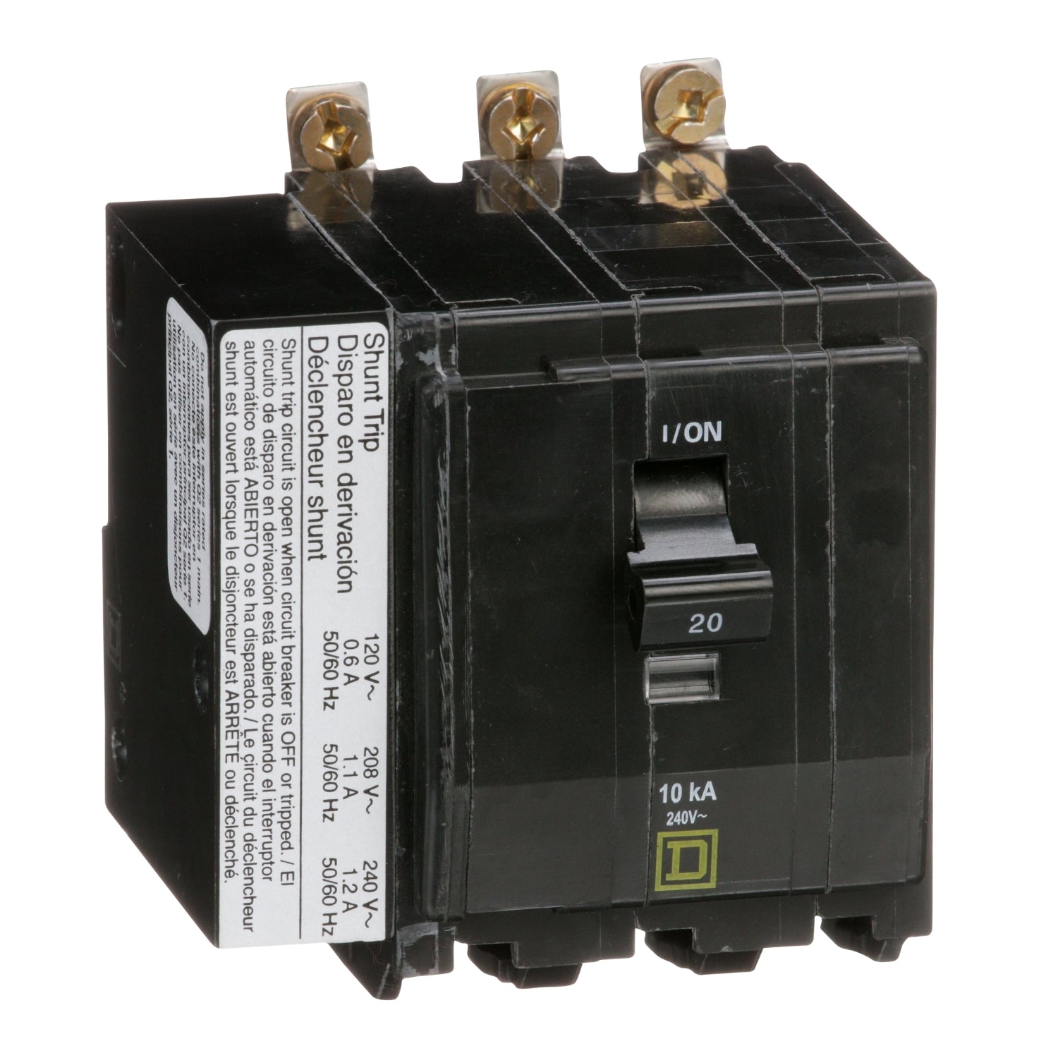 QOB3201021 - Square D 20 Amp 3 Pole 240 Volt Bolt-On Molded Case Circuit Breaker