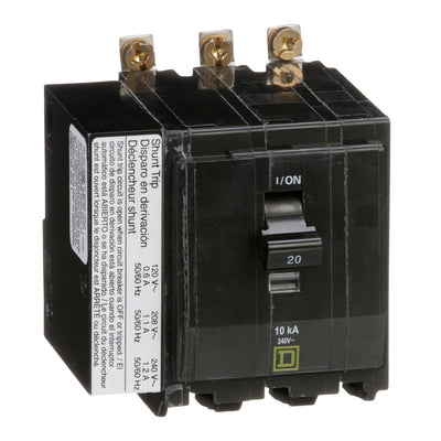 QOB3201021 - Square D 20 Amp 3 Pole 240 Volt Bolt-On Molded Case Circuit Breaker
