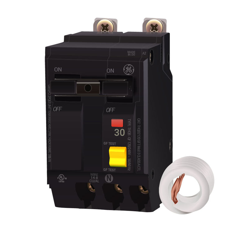 THQB2130GFEP - GE - 30 Amp 30 mA Ground Fault (GFEP) Breaker ...