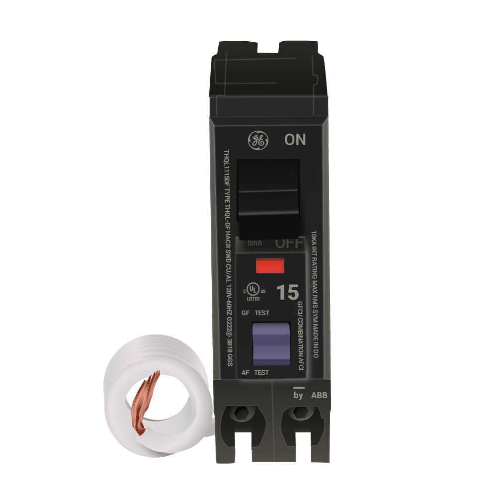 Siemens Q115DFNP 15 Amp 1-Pole Dual Function (CAFCI/GFCI) Plug-On Neutral Circuit Breaker