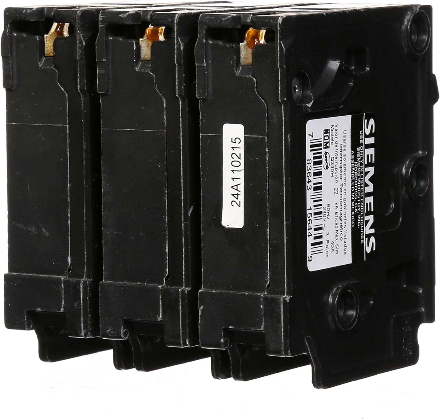 Square D QOB360VH 60 Amp 3-Pole Bolt-On Circuit Breaker, 240V, 22kA - New Takeout 2 thumbnail image
