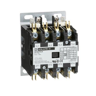 8910DPA34V04 - Square D 30 Amp 4 Pole 600 Volt Magnetic Contactor