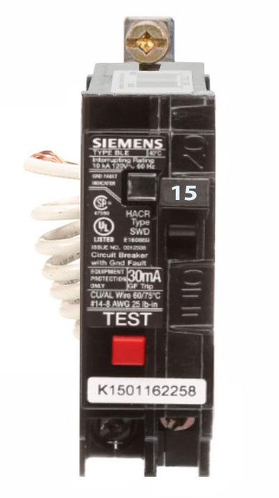 BE115H - Siemens 15 Amp 1 Pole 120 Volt Bolt-On Molded Case Circuit Breaker