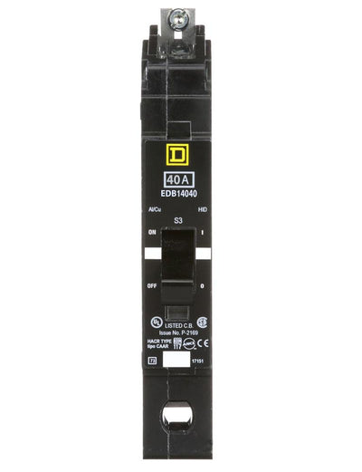 EDB14040 - Square D 40 Amp 1 Pole 277 Volt Bolt-On Molded Case Circuit Breaker