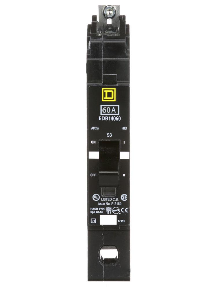 EDB14060 - Square D 60 Amp 1 Pole 277 Volt Bolt-On Molded Case Circuit Breaker