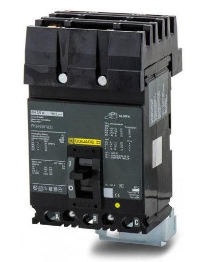 FH360351021 - Square D 35 Amp 3 Pole 600 Volt Molded Case Circuit Breaker