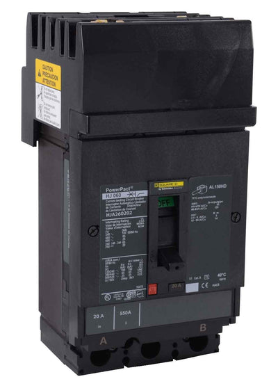HJA260202 - Square D 20 Amp 2 Pole 600 Volt Molded Case Circuit Breaker