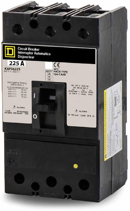 KAP36225 - Square D 225 Amp 3 Pole 600 Volt Molded Case Circuit Breaker