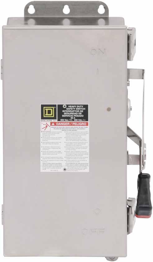 H362DS - Square D 60 Amp 3 Pole 600 Volt Disconnect and Safety Switches