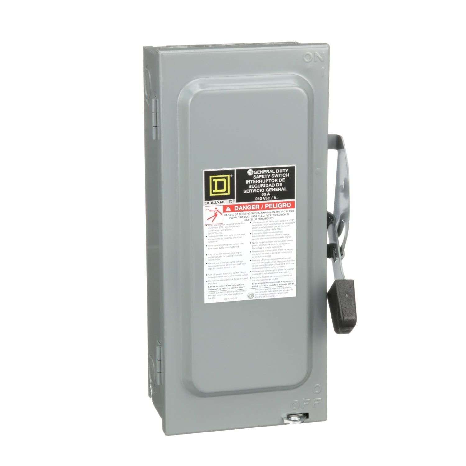 D222N - Square D 60 Amp 2 Pole 240 Volt Disconnect and Safety Switch