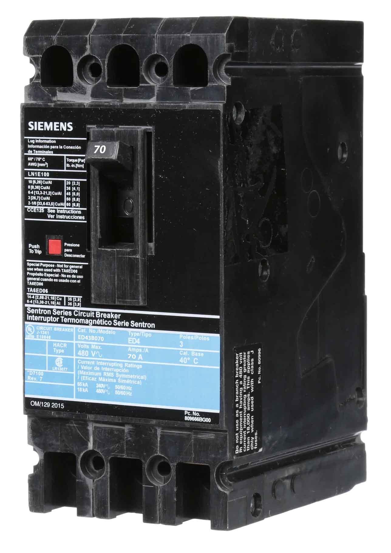 ED43B070L - Siemens - Molded Case Circuit Breaker