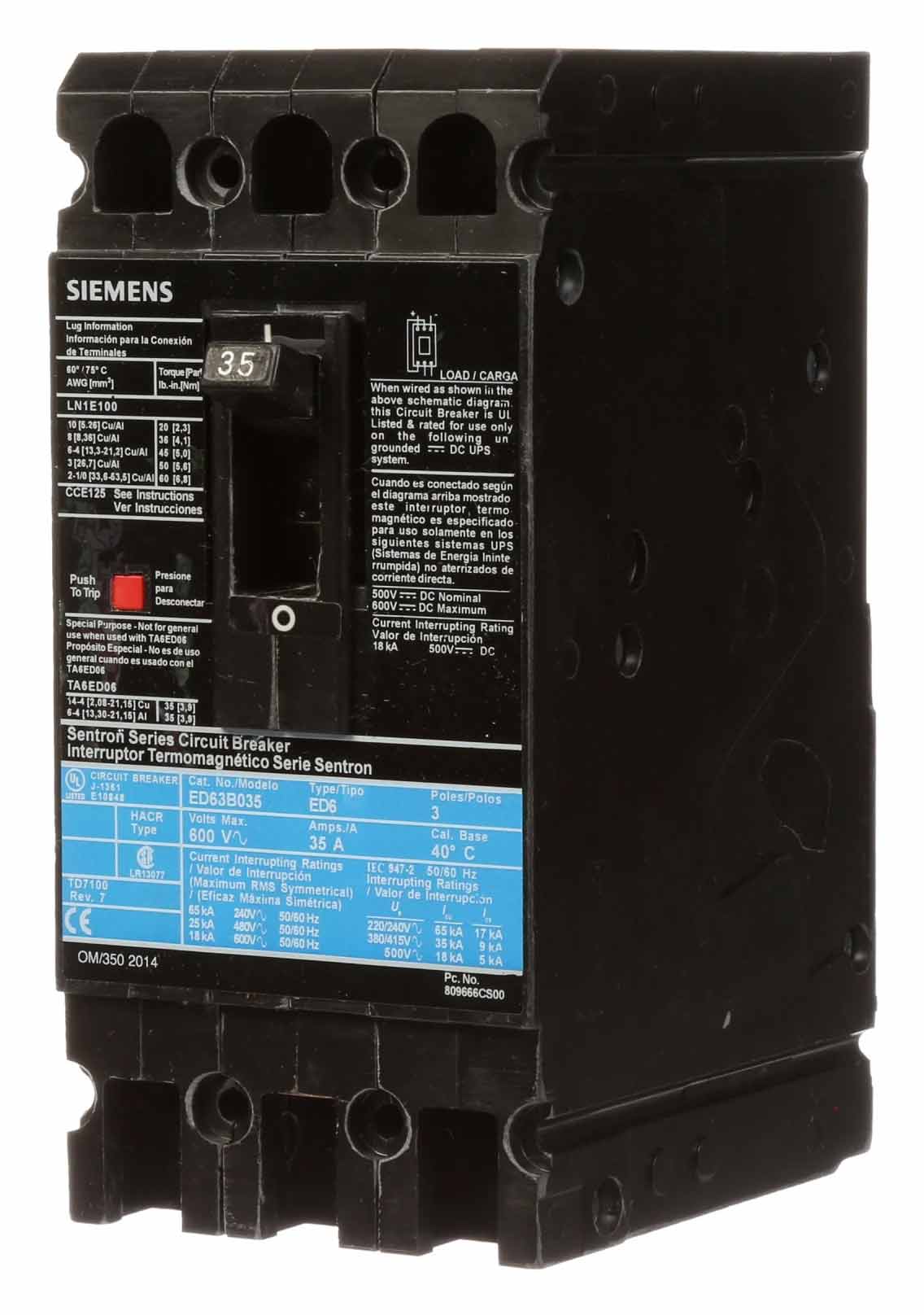 ED63A001 - Siemens - Molded Case Circuit Breaker
