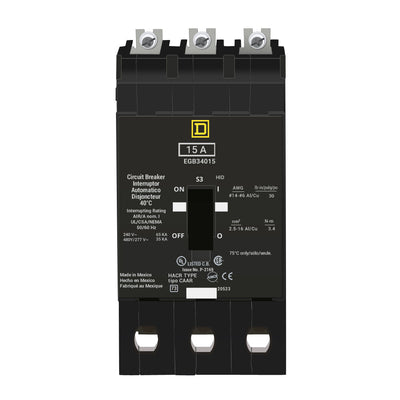 EGB34015 - Square D 15 Amp 3 Pole 480 Volt Bolt-On Circuit Breaker