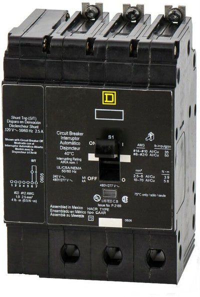 EJB34110SA - Square D 110 Amp 3 Pole 480 Volt Molded Case Circuit Breaker