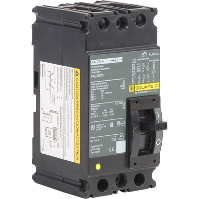 FAL24070 - Square D 70 Amp 2 Pole 480 Volt Feed Thru Molded Case Circuit Breaker