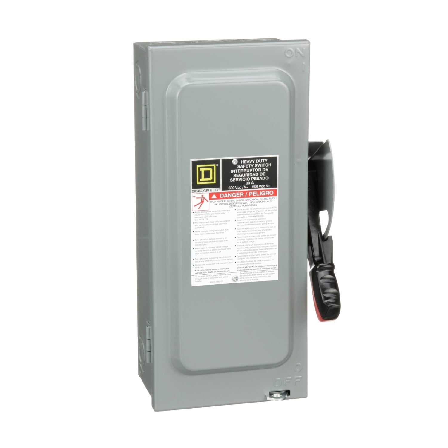 H361N - Square D 30 Amp 3 Pole 600 Volt Disconnect and Safety Switch