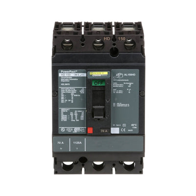 HDL36070 - Square D 70 Amp 3 Pole 600 Volt Molded Case Circuit Breaker