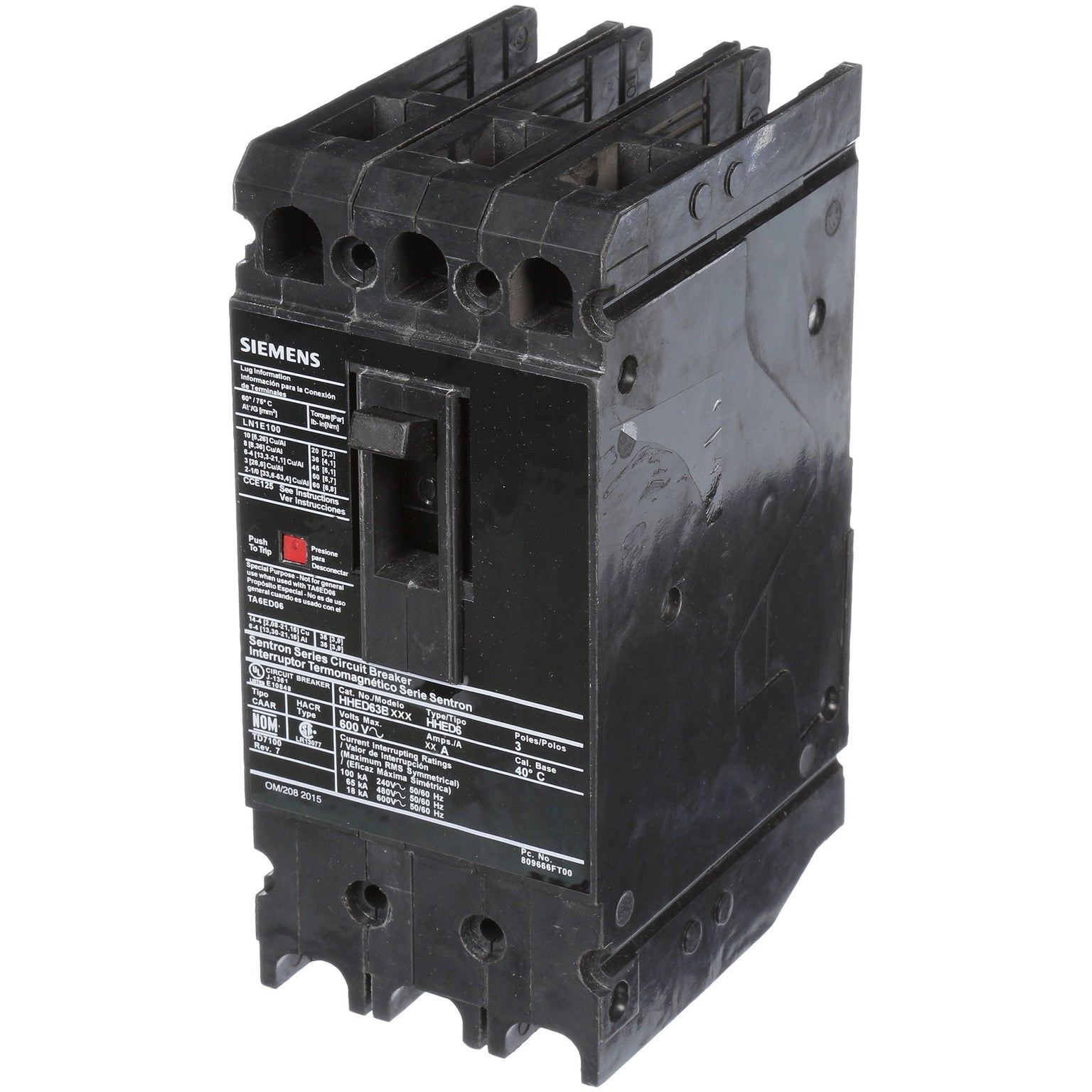 HHED63B015A - Siemens - Molded Case Circuit Breaker