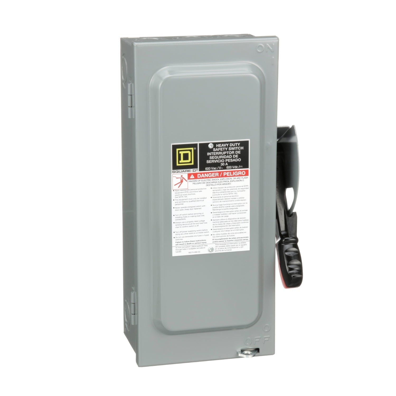 HU361 - Square D 30 Amp 3 Pole 600 Volt Disconnect and Safety Switch