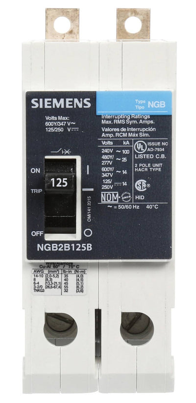 NGB2B125 - Siemens
 - Molded Case Circuit Breaker